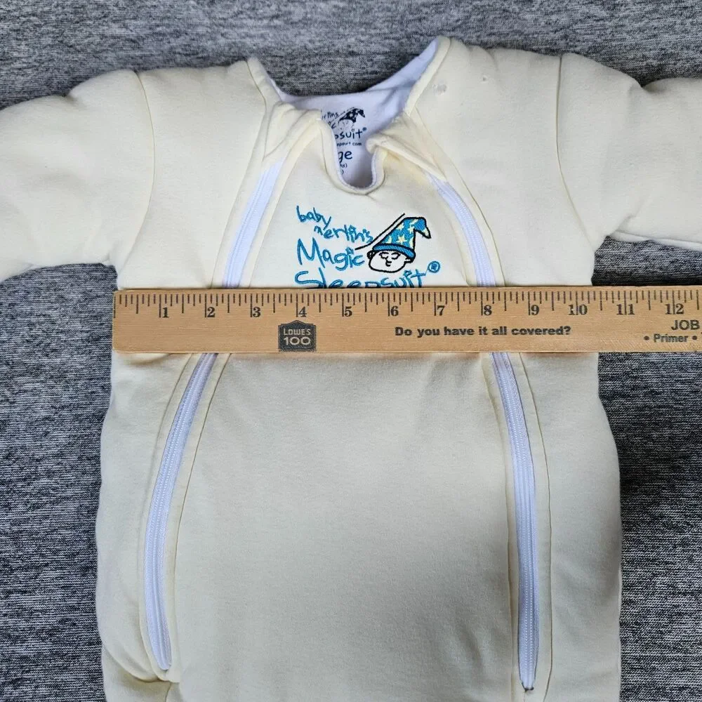 Baby Merlins Magic Sleepsuit Large 6-9 mos Yellow Unisex Cotton Swaddle Secure